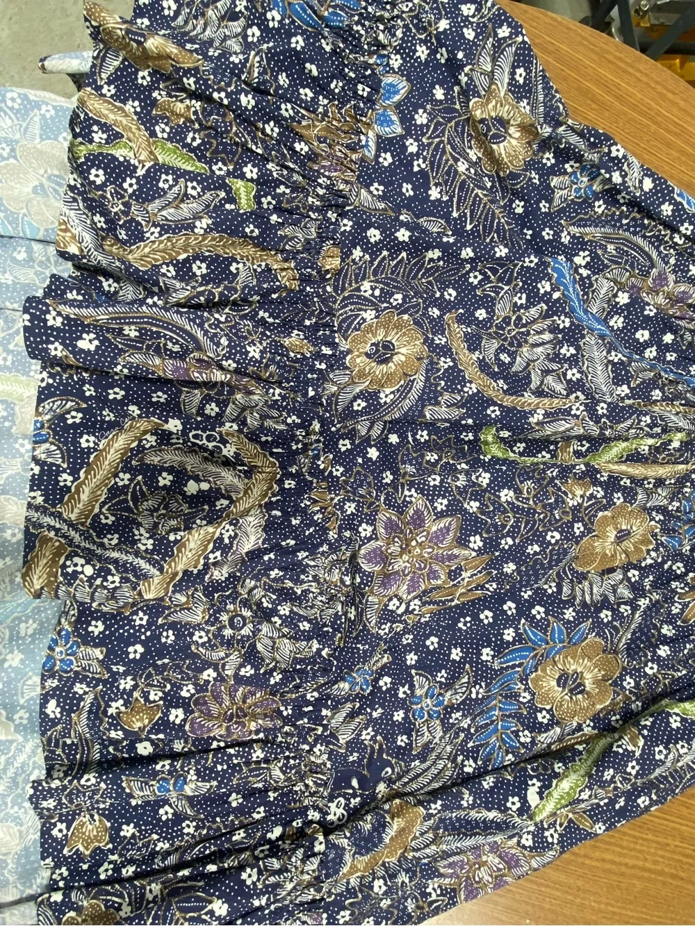 Cara Cara Navy Floral Maxi Skirt with Blue and Brown Accents